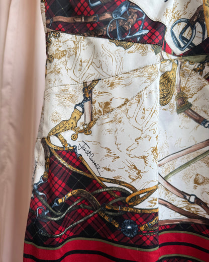 Just Cavalli Satin Equestrian Printed Midi Dress