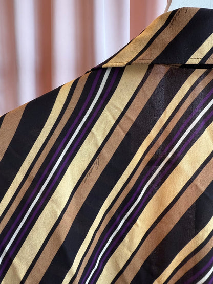 Gucci F/W 2006 by Frida Giannini Striped Silk Low Cut Tie Blouse