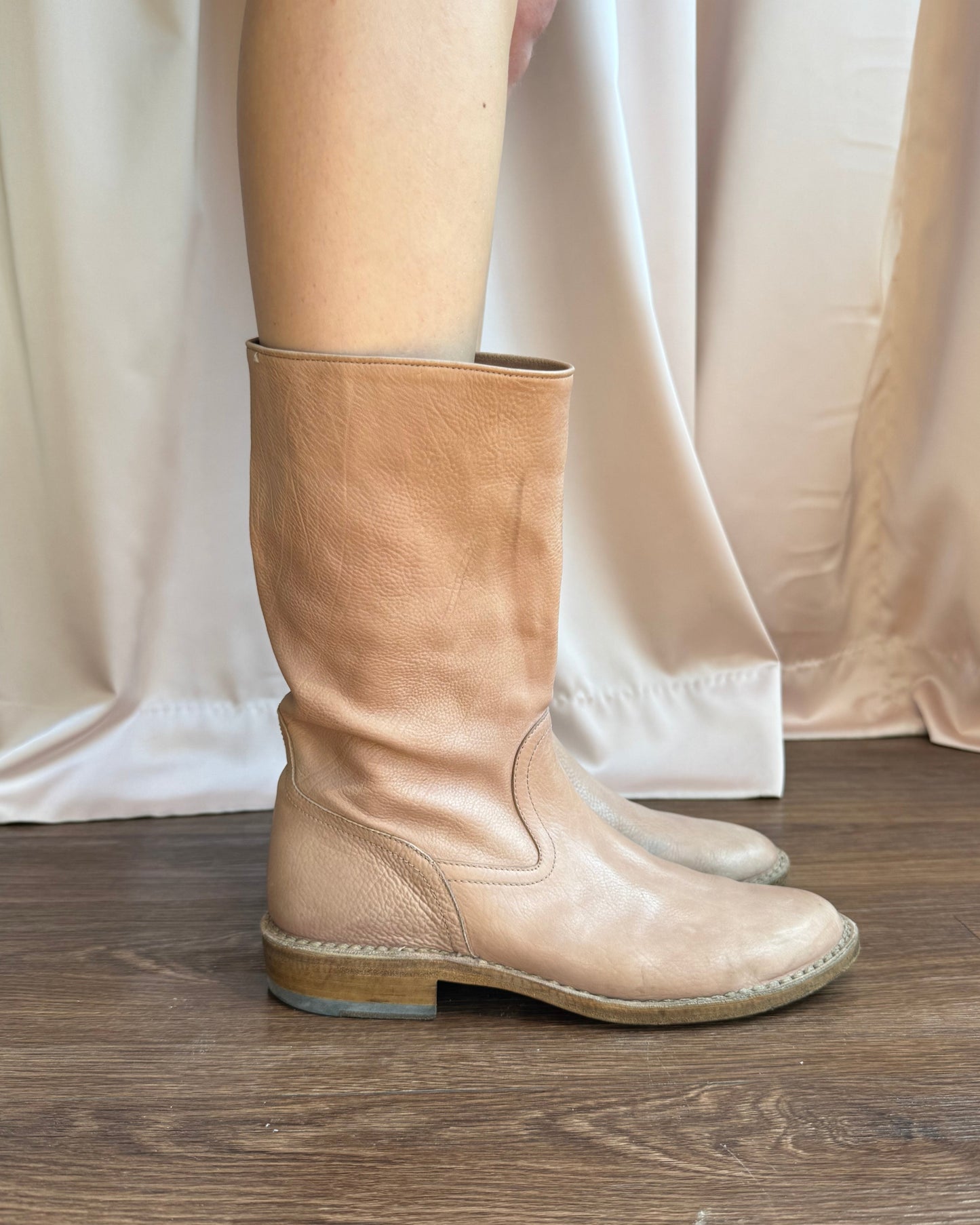 Costume National Salmon Tone Leather Boots
