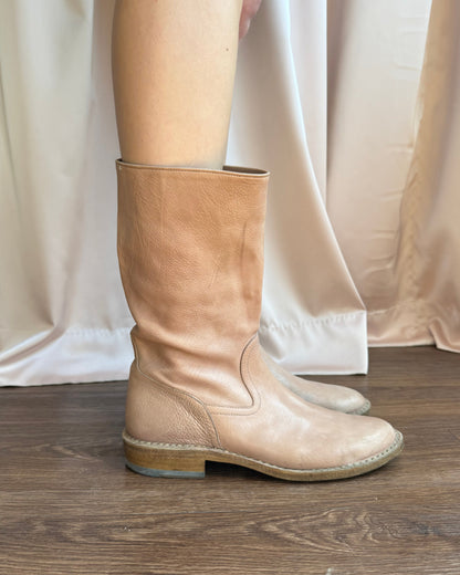 Costume National Salmon Tone Leather Boots