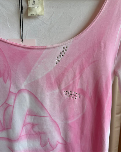 Castelbajac x Disney Pink Tinker Bell Rhinestone Graphic Top