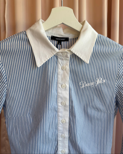 Italian Brand Blue & White Striped Button Up Shirt
