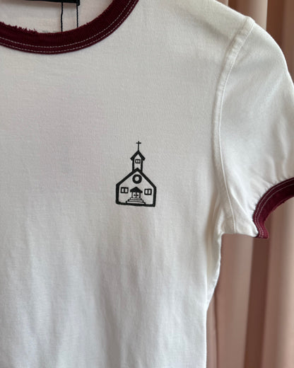 Dsquared² F/W 2005 Church Graphic White Ringer T-Shirt