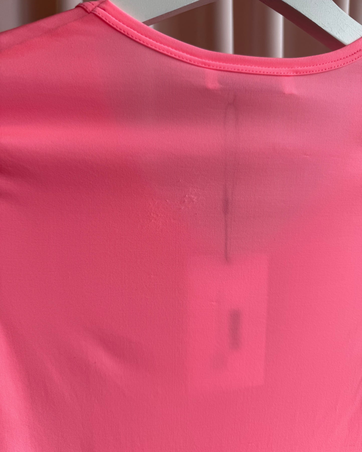 Jil Sander Neon Pink Nylon Stretch V-Neck Top