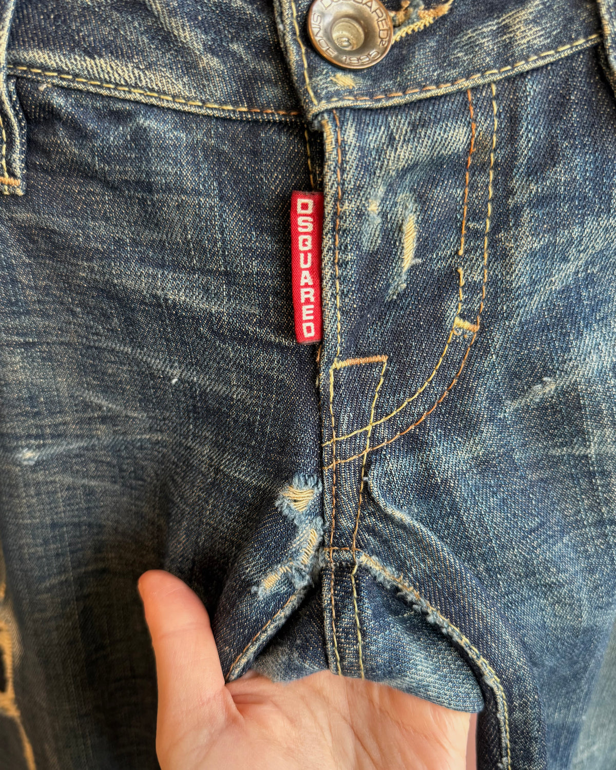 Dsquared² S/S 2007 Distressed Faded Ultra Low Rise Dark Wash Denim