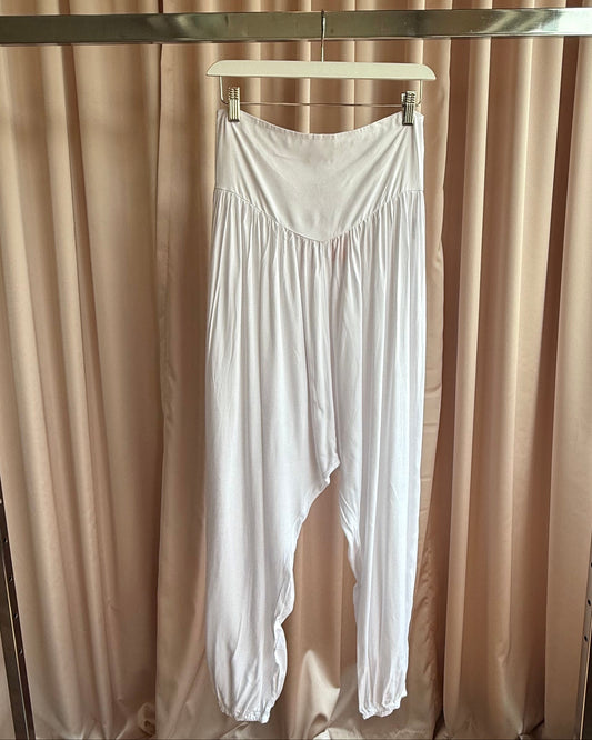 French Brand Coline Deadstock White Viscose Harem Pants
