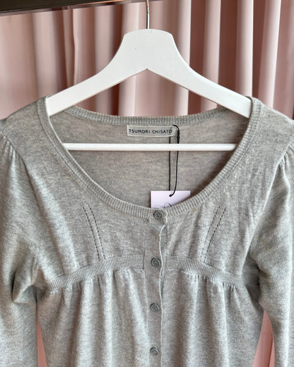 Tsumori Chisato Grey Knit Babydoll Long Sleeve Top