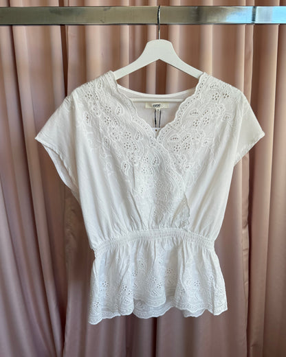 Japanese Brand Deadstock White Broderie Anglaise Blouse