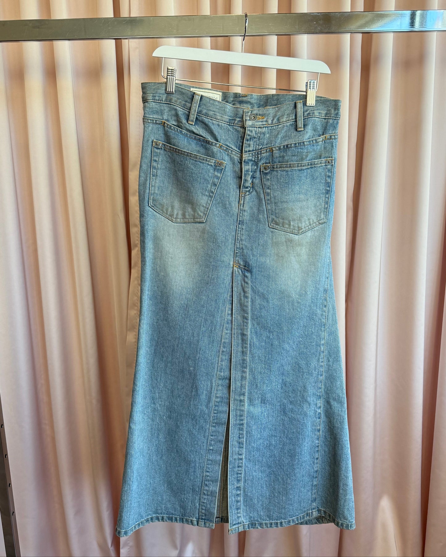 Japanese Brand Asymmetric Double Layered Denim Maxi Skirt