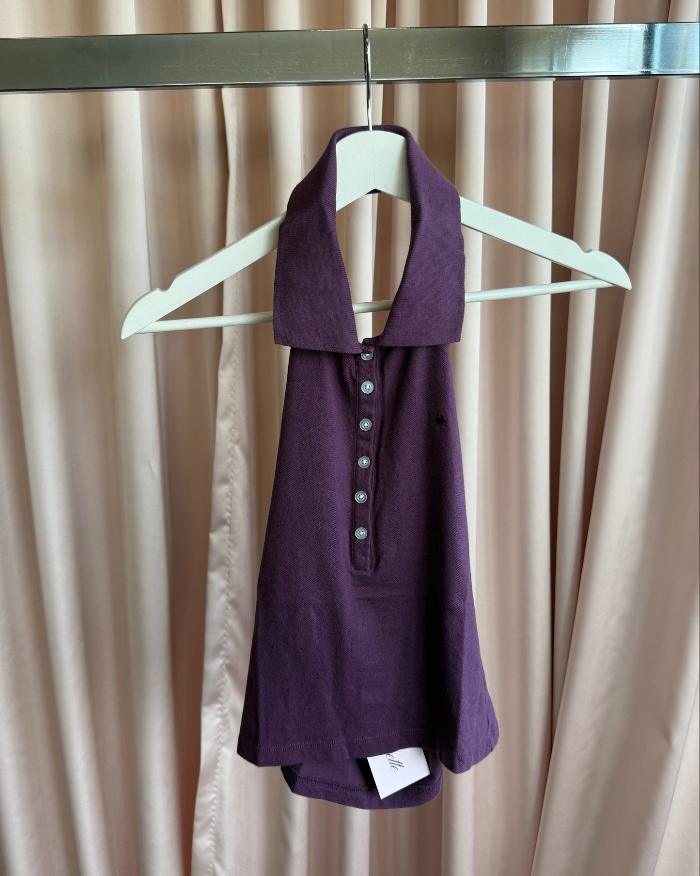Turkish Brand Purple Halter Neck Sleeveless Polo Top