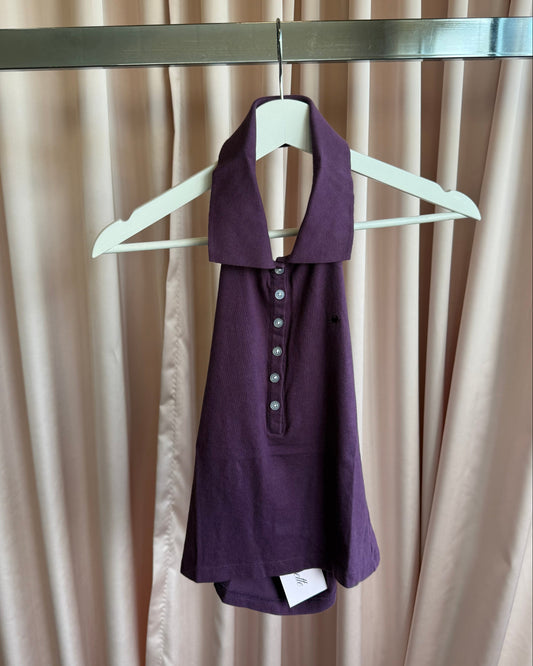 Turkish Brand Purple Halter Neck Sleeveless Polo Top