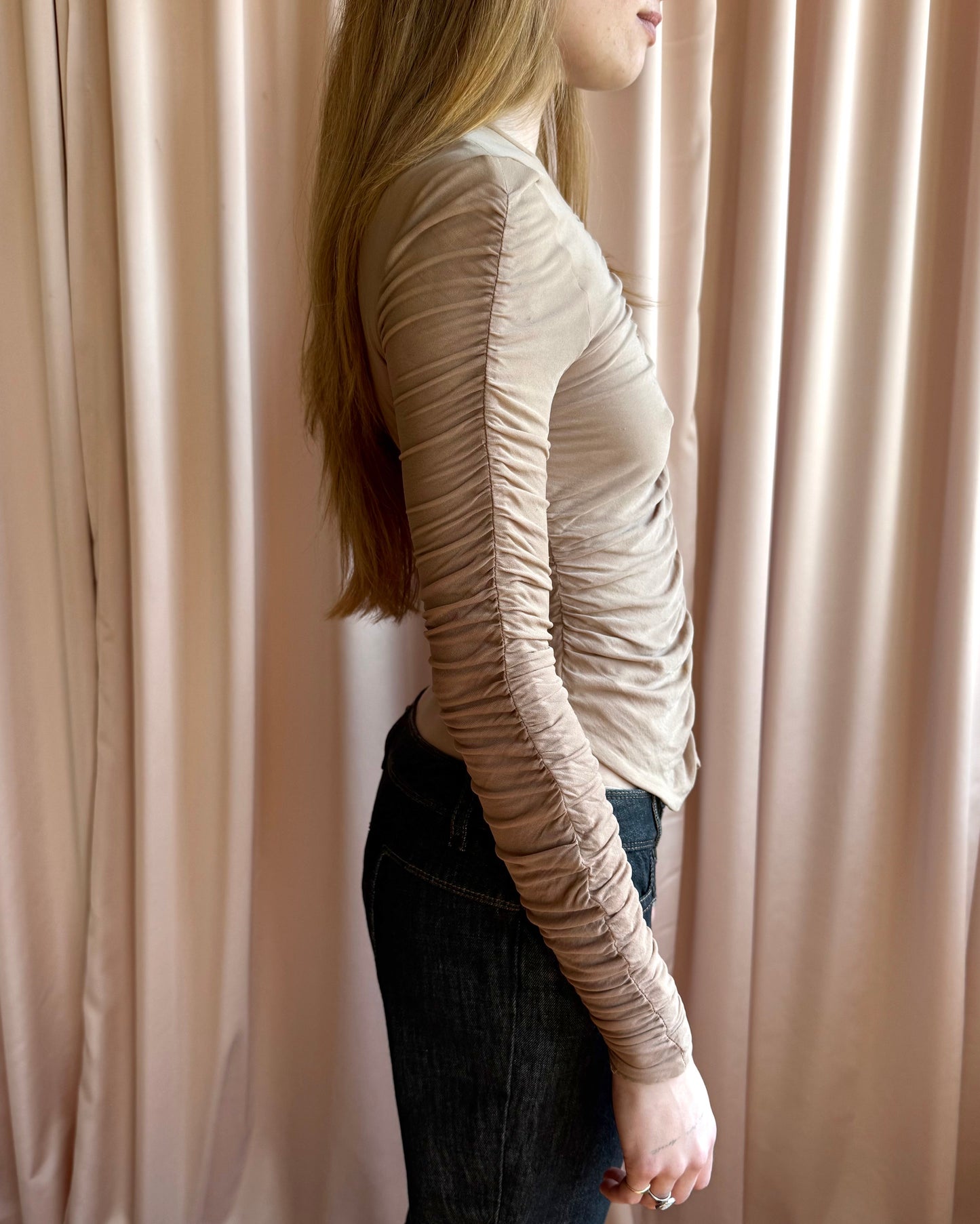 Gucci F/W 1999 by Tom Ford Runway Ruched Long Sleeve Blouse