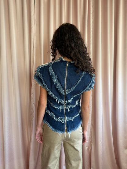 Alexander McQueen F/W 1997 Frayed Denim Top