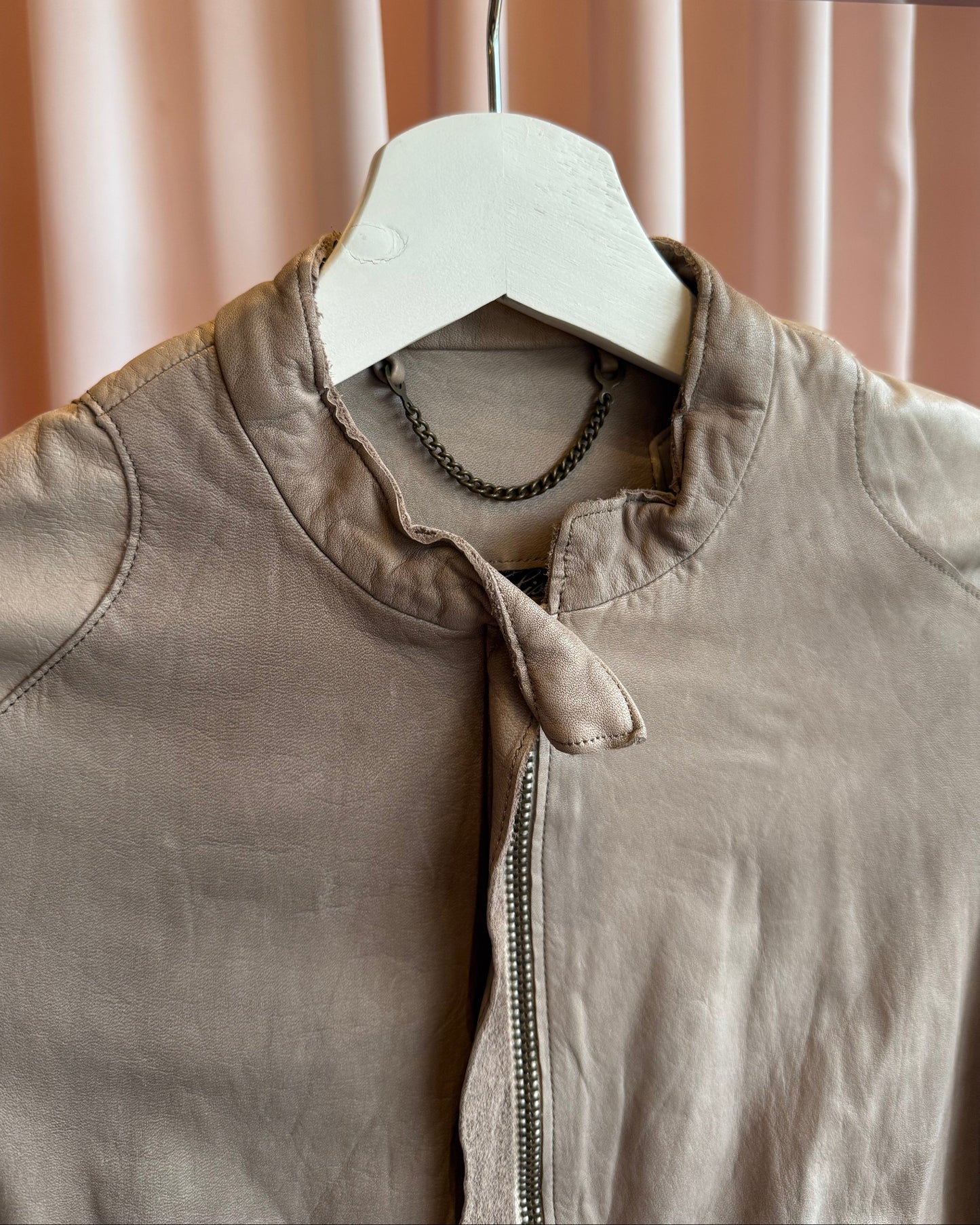 Sisii Mauve Grey Faded Leather Jacket