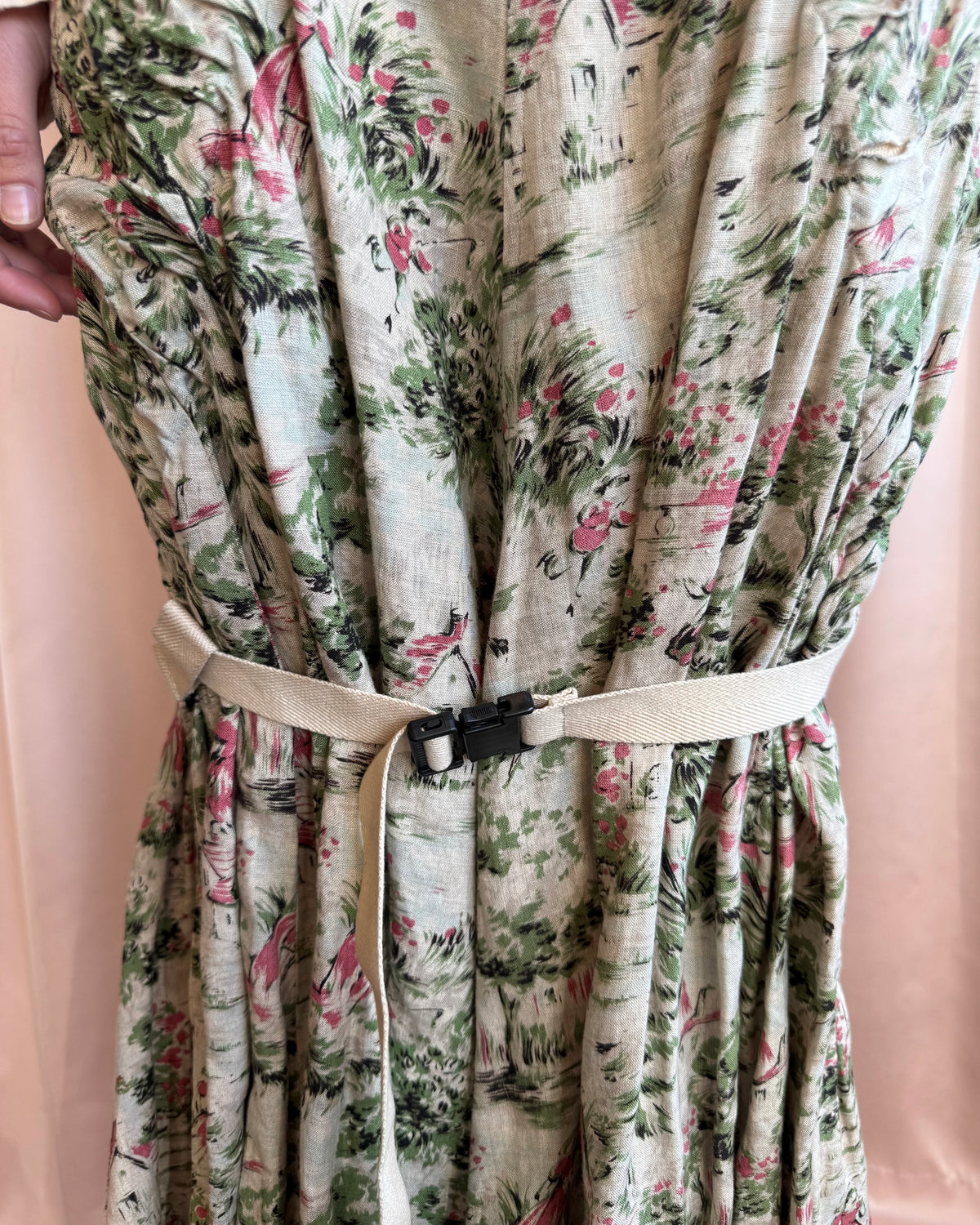 Junya Watanabe S/S 2003 Parachute Bondage Toile Print Linen Maxi Skirt