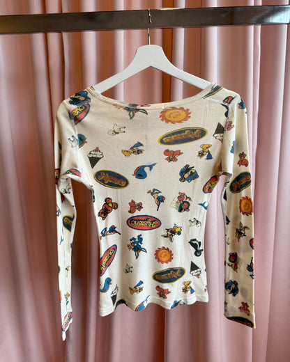 Hysteric Glamour Cashmere Cotton Blend Printed Long Sleeve Top