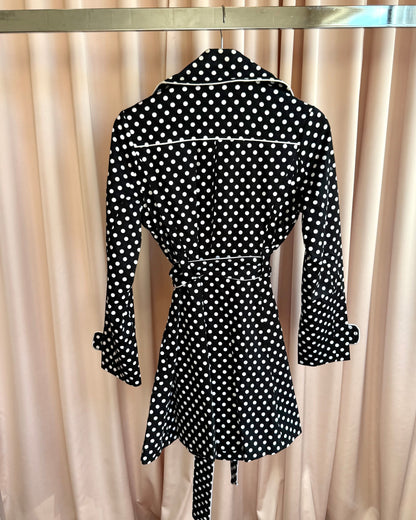 Gyaru Brand Black & White Polka Dot Trench Coat