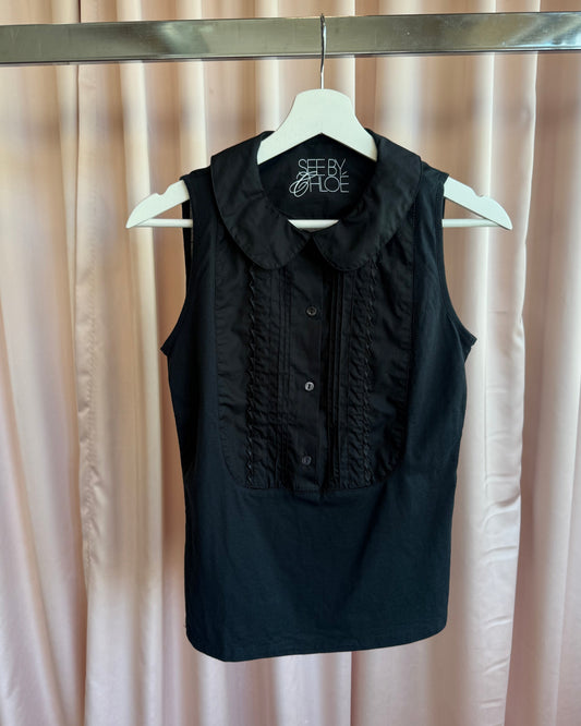 See by Chloé NWT Black Peter Pan Collar Tank Top