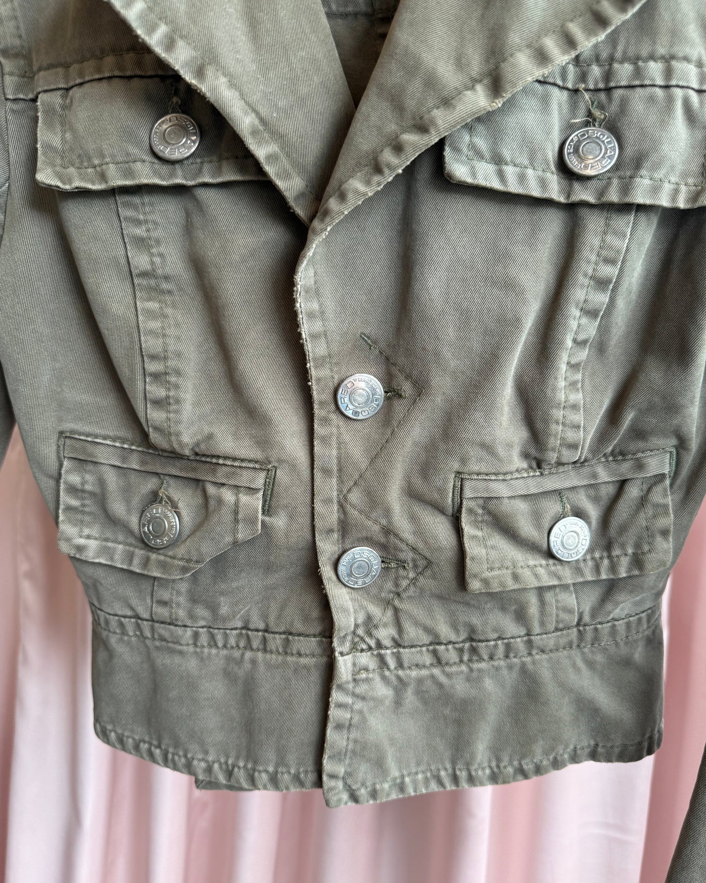 Dsquared² S/S 2004 Olive Green Flared Sleeve Denim Jacket