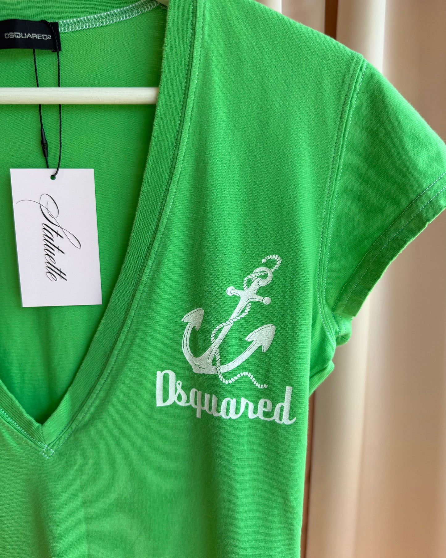 Dsquared² S/S 2007 Apple Green Anchor Graphic V-Neck T-Shirt