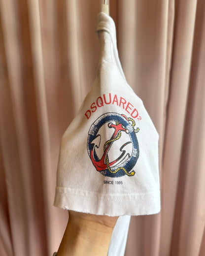 Dsquared² 2000's White Anchor Graphic Polo Shirt