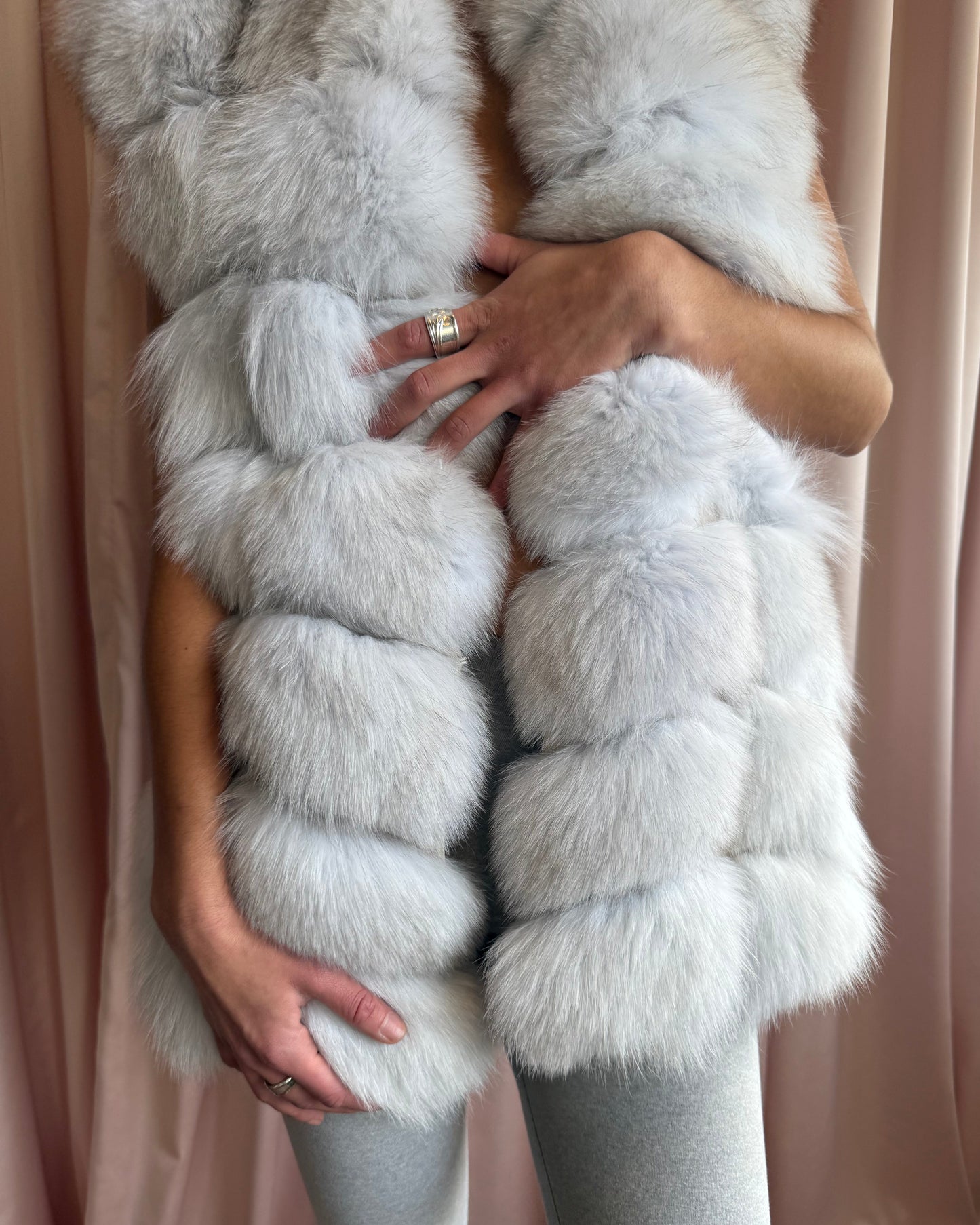 Dyed Icy Blue Genuine Fox Fur Vest