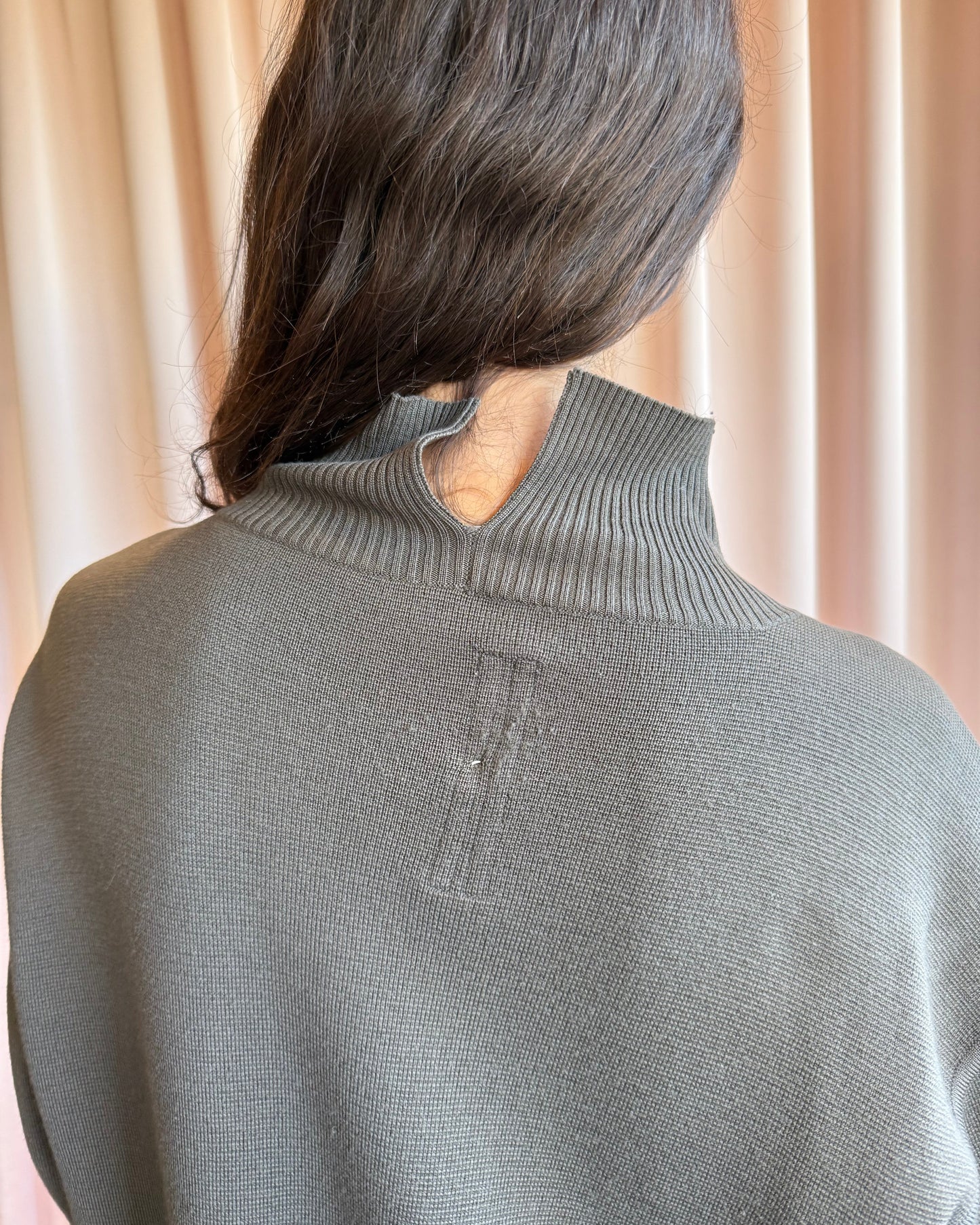 Rick Owens F/W 15 Sphinx Dark Dust Mock Neck Knit Long Sleeve Dress