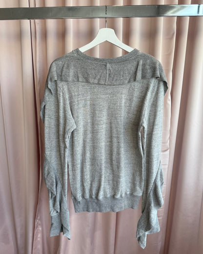 Kapital Grey Ruffle Trim Long Sleeve Thumb Hole Sweatshirt