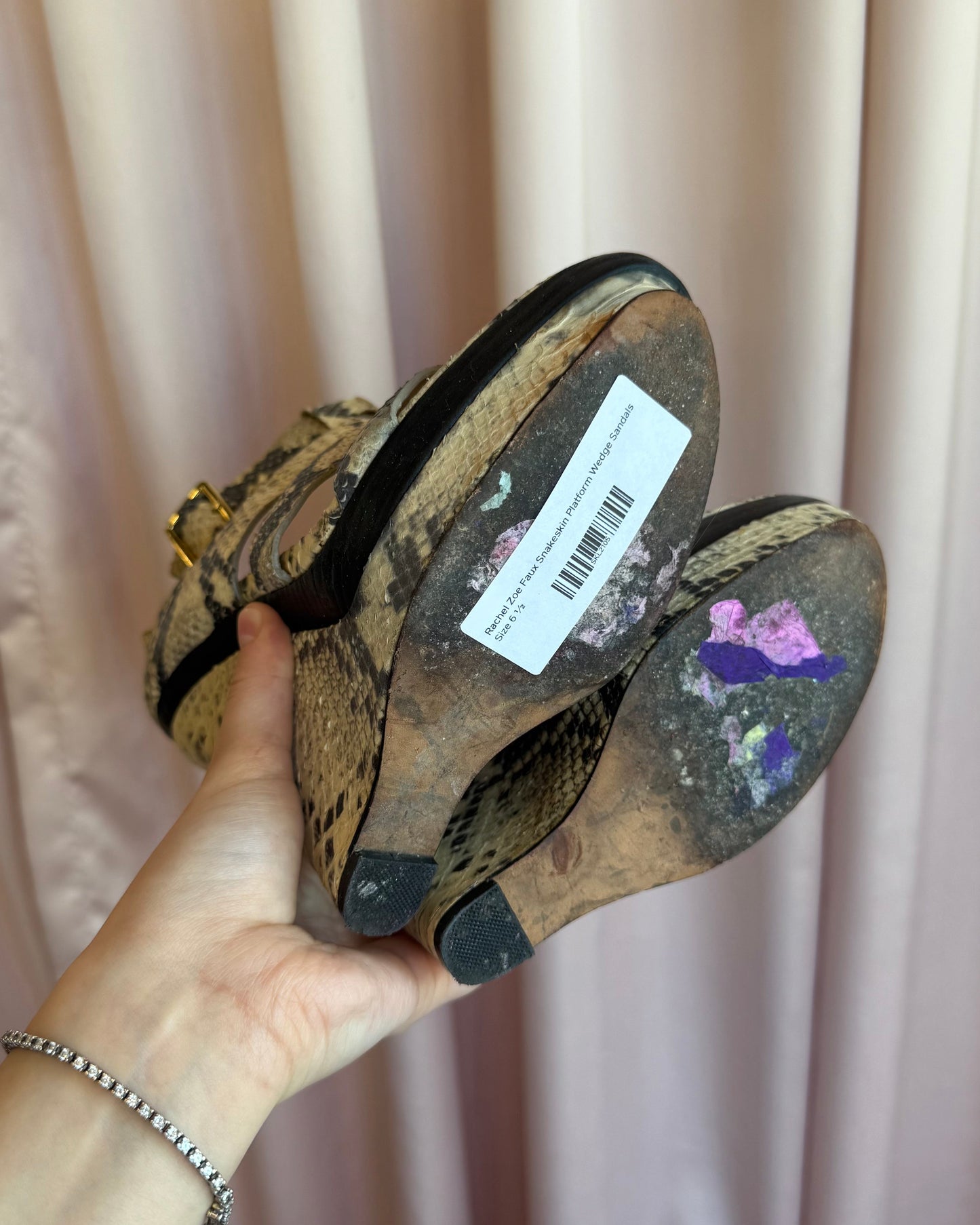 Rachel Zoe Faux Snakeskin Platform Wedge Sandals