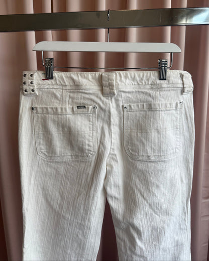 Diesel "Wiggy" Studded White Wide Leg Denim
