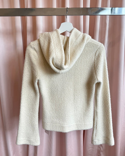 Isabel Marant 1990's Cream Fleece Bell Sleeve Zip Up Hoodie