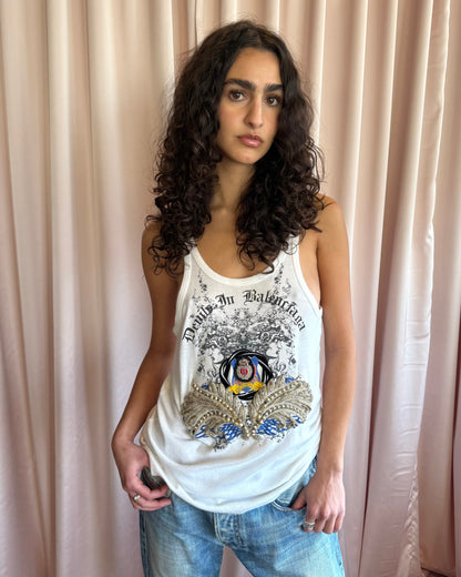Balenciaga S/S 2006 by Nicolas Ghesquière "Devils in Balenciaga" Beaded Graphic Tank Top