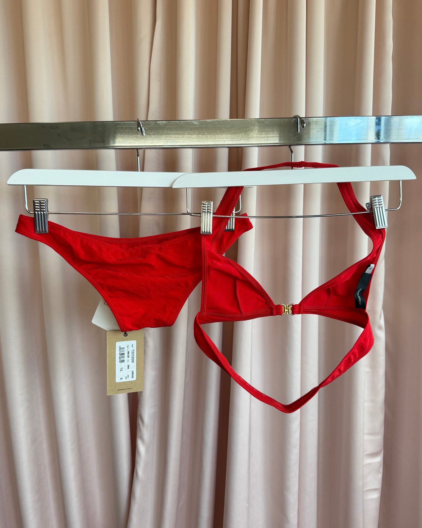 Dsquared² Deadstock S/S 2005 Red Monogram Low Rise Bikini