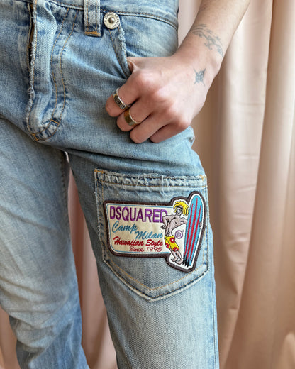 Dsquared² S/S 2005 Patched Cropped Light Wash Denim