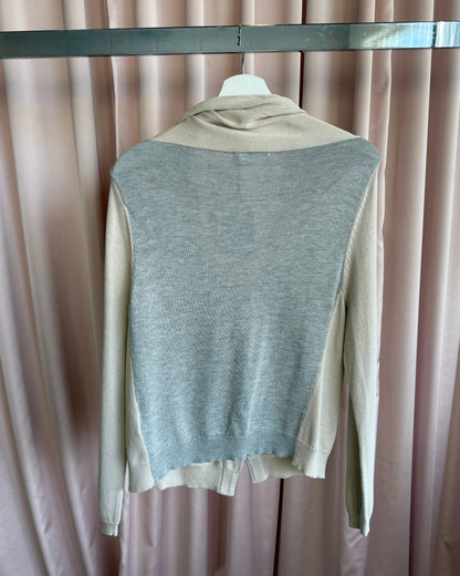 Y's for living Beige & Grey Low Cut Knit Cardigan