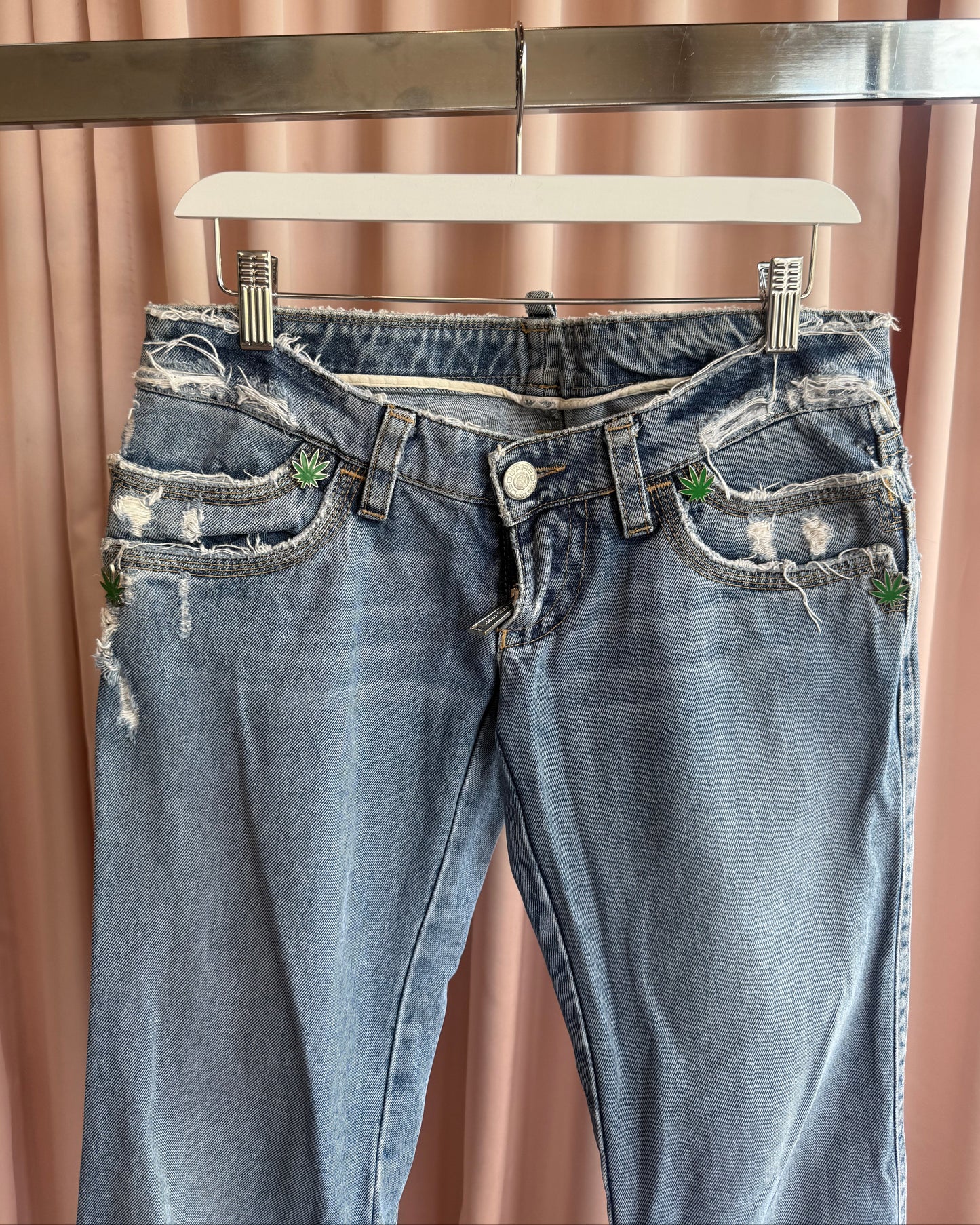 Dsquared² S/S 2005 Weed Leaf Distressed Low Rise Denim
