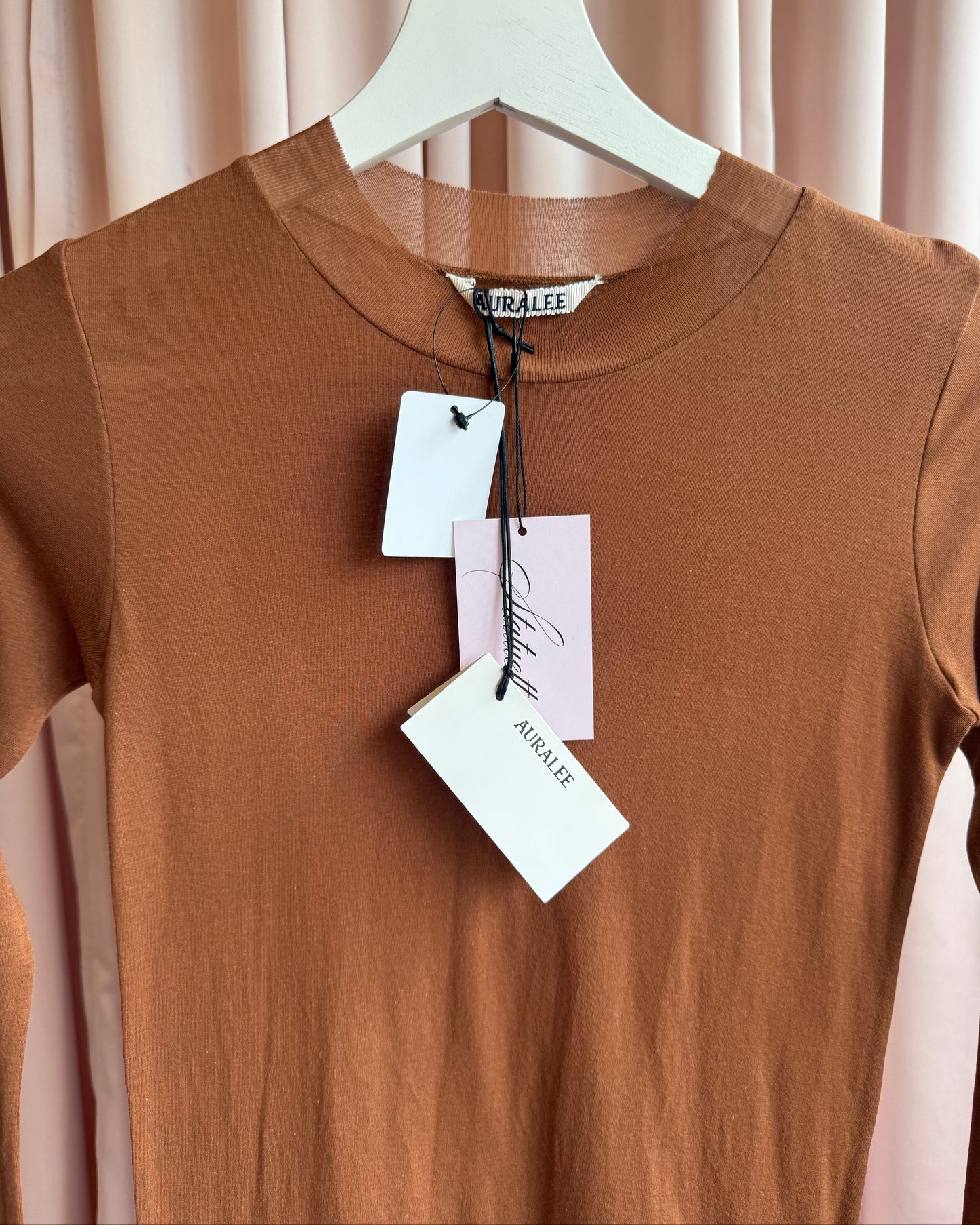 Auralee NWT Brown Super High Gauge Sheer Long Sleeve T-Shirt