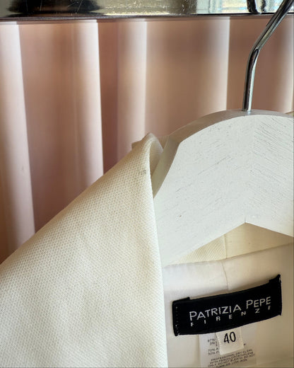 Patrizia Pepe Firenze White Cotton Blend Blazer