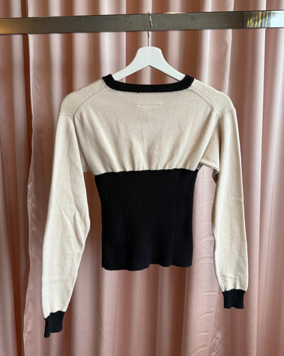 MM6 Maison Margiela S/S 2016 Black & Cream Contrast Cotton Knit Sweater