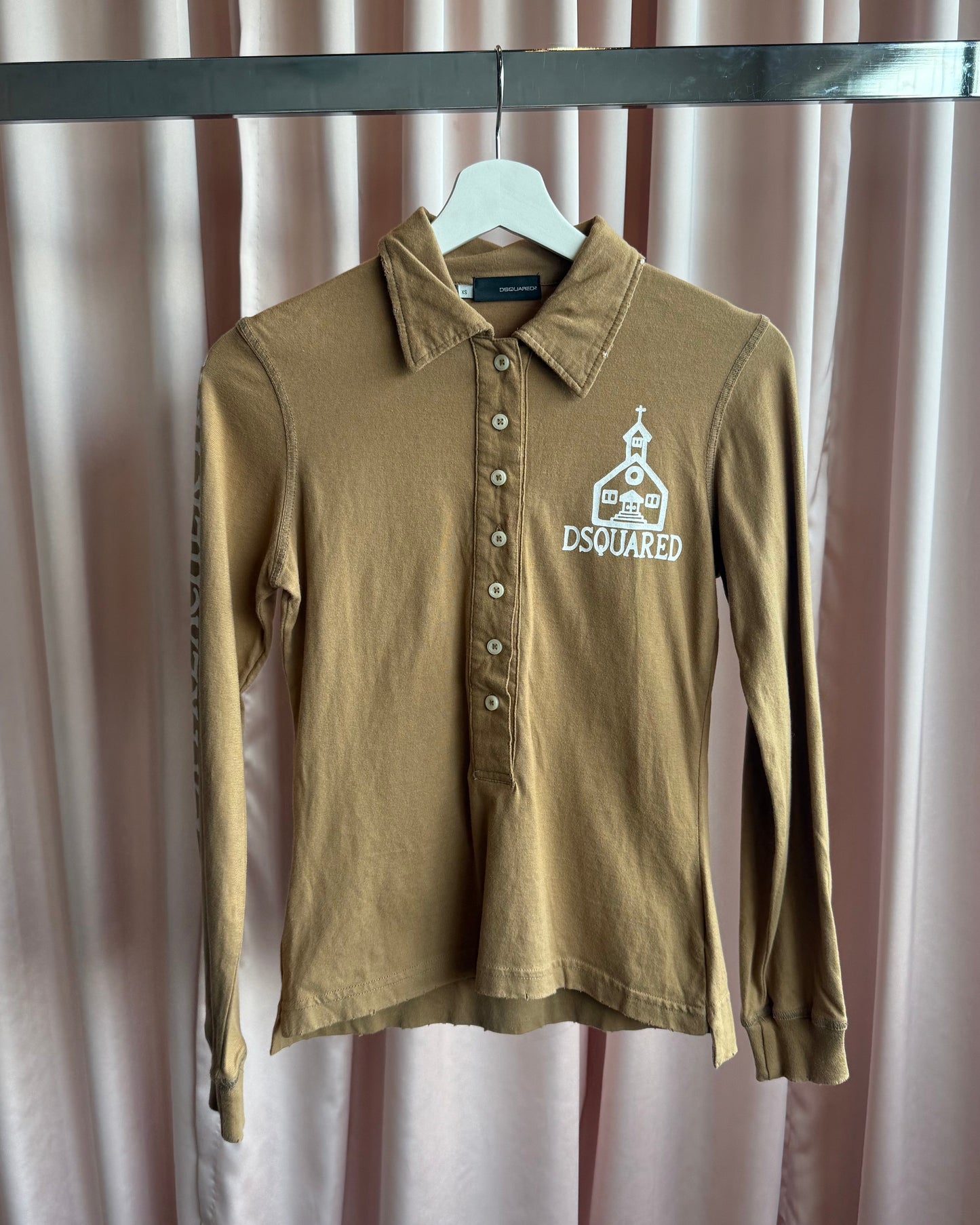 Dsquared² F/W 2005 "Son of a Preacher Man" Tan Long Sleeve Polo Shirt