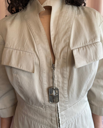 Thierry Mugler Activ 80's Tan Cotton Blazer Jacket