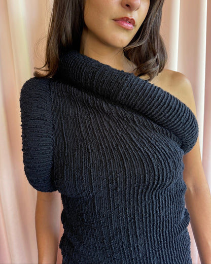 Acne Studios NWT F/W 2024 Black Padded Bouclé-Knit Top