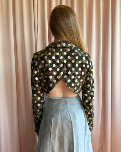 Polka Dot Camo Print Bolero Jacket