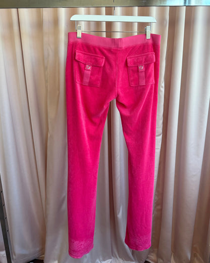 Juicy Couture Hot Pink Terry Cloth Low Rise Track Pants