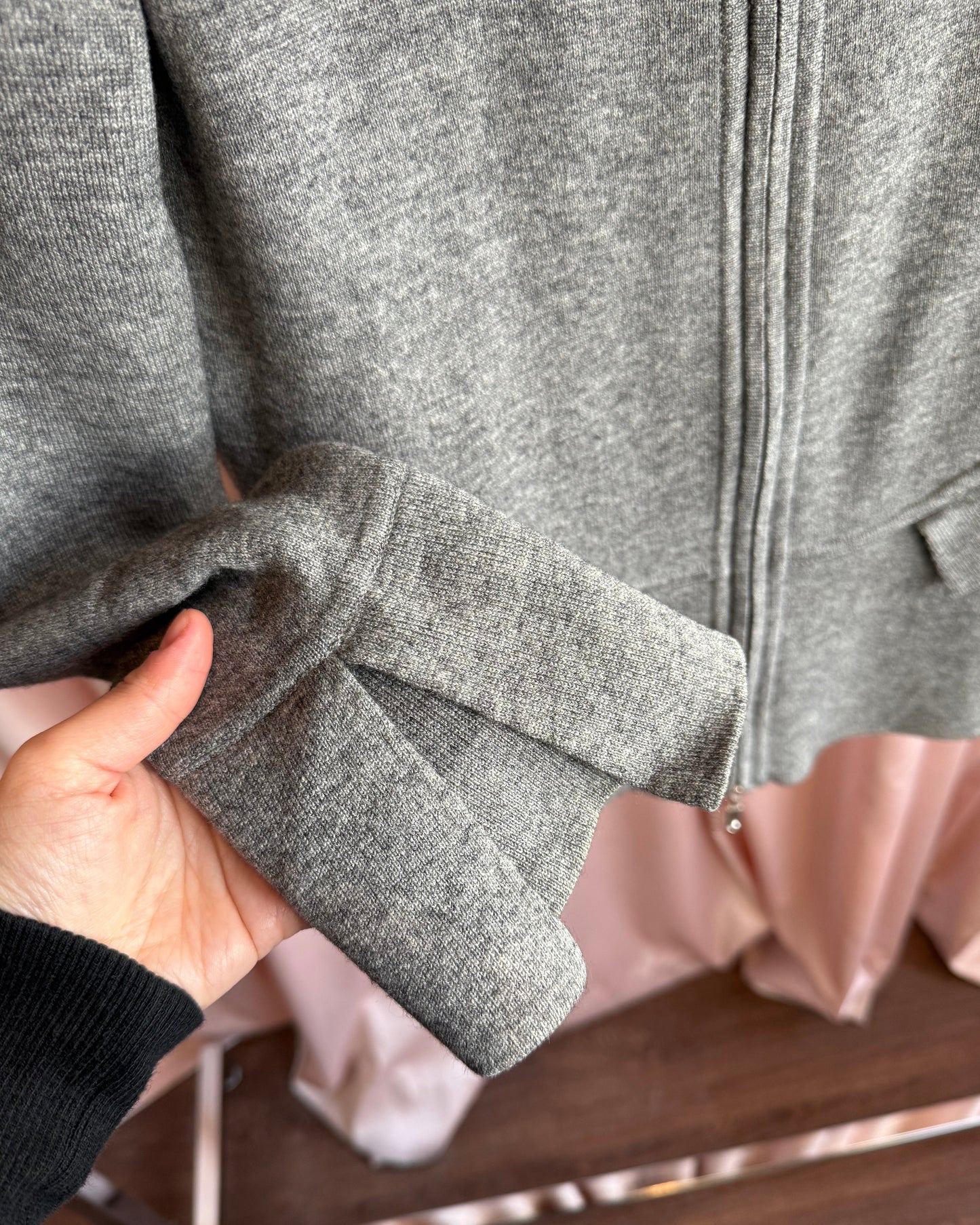 Escada Grey Wool Cashmere Blend Zip Up Sweater