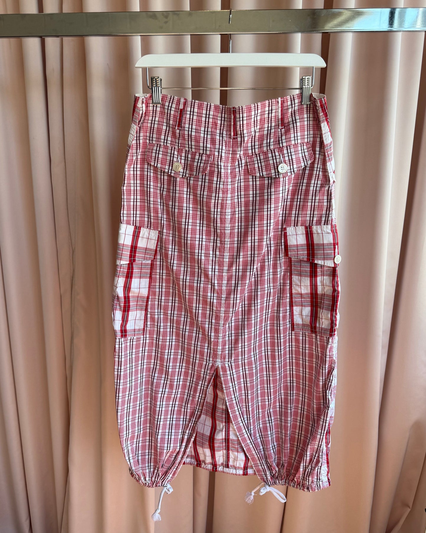 Junya Watanabe S/S 2003 Red & White Plaid Cotton Cargo Skirt