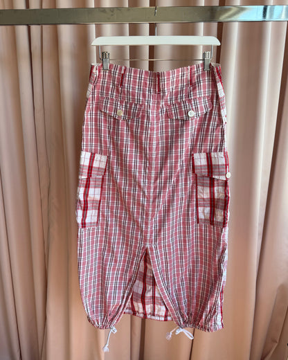 Junya Watanabe S/S 2003 Red & White Plaid Cotton Cargo Skirt