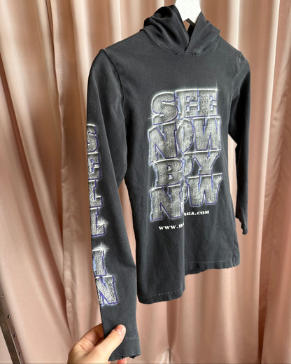 Balenciaga "See Now Buy Now" Faded Black Hooded Long Sleeve T-Shirt (XS)