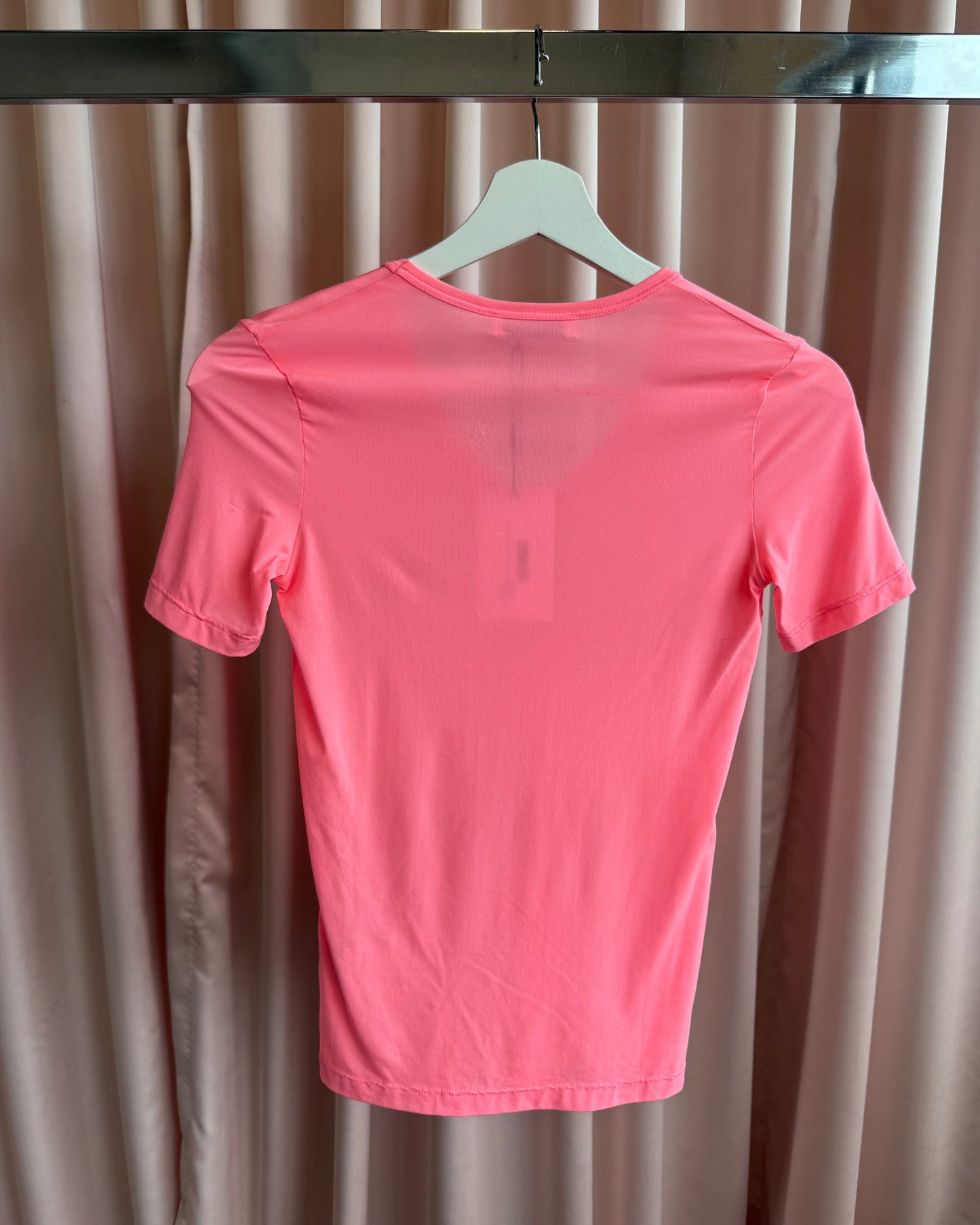 Jil Sander Neon Pink Nylon Stretch V-Neck Top
