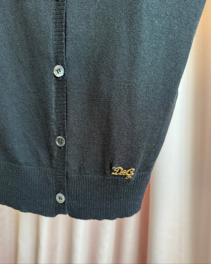 D&G Black Silk & Cashmere Blend Cardigan